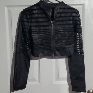 Crop faux leather jacket